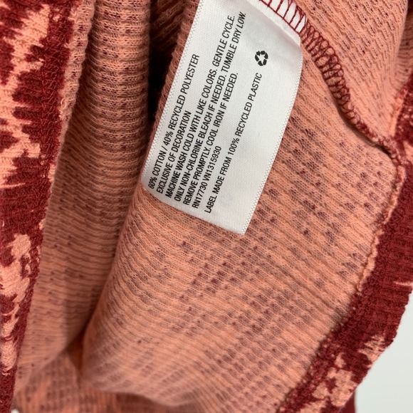 Knox Rose Top Womens Plus Size 1X Red Floral Long Sleeve Thermal Waffle Knit NWT - Picture 5 of 8